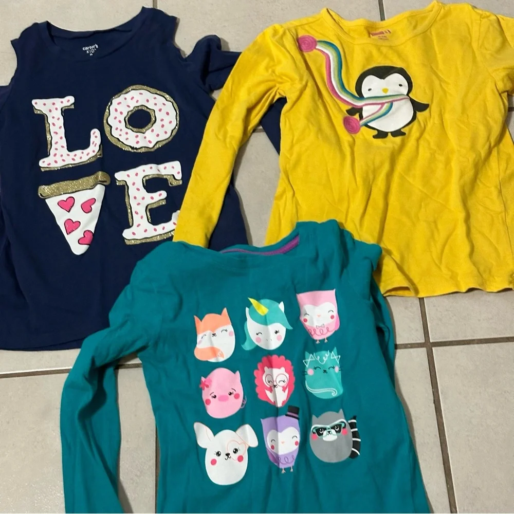Carter’s,‎ Circo & Crazy 8 Kids Girl Graphic Long Sleeve Shirt size M(7/8)